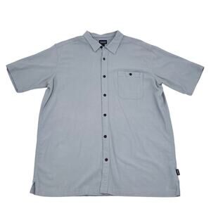 Patagonia Organic Cotton Short Sleeve Button Shirt XXL Gray Textured Casual Mens